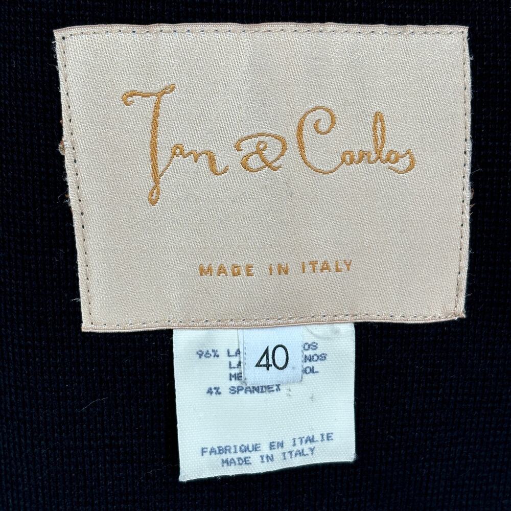 JAN & CARLOS Blazer 40 Merino Wool Stretch Two Button Jacket Black Italy VTG - Picture 9 of 16